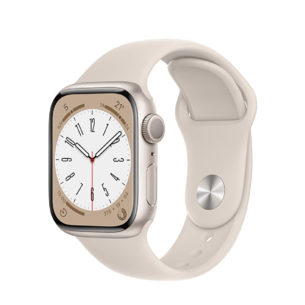 APPLE ACCESORIOS Apple Watch Series 8 (GPS) - Caja de aluminio en blanco estrella de 41 mm - Correa deportiva blanco estrella - Talla única