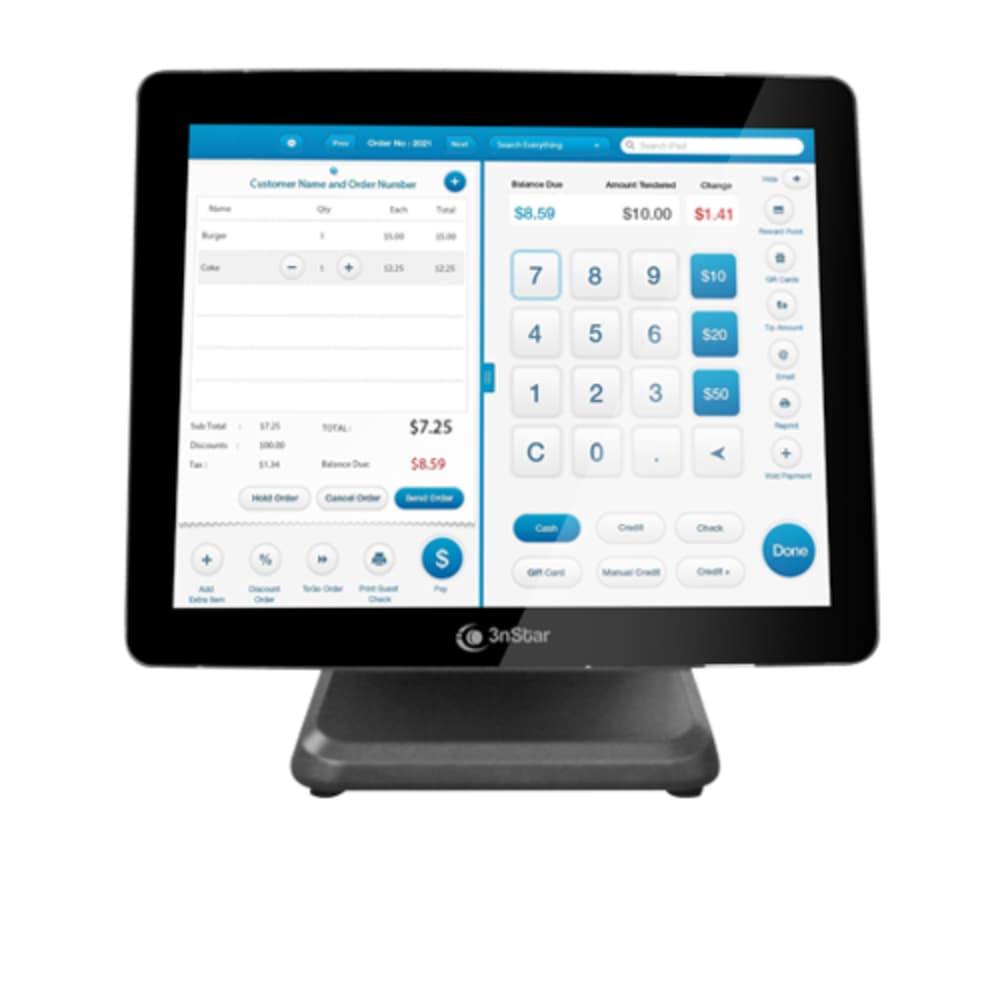 3NSTAR All-In-One POS 3nStar Intel Celeron J6412 QC 2,0GHZ 8G RAM, 240GB SSD, 15 Capacitivo, Red, NO OS, 7 USB, 2 RS232, 1VGA