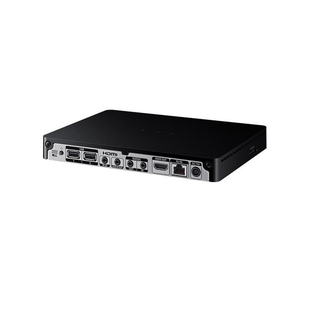 SAMSUNG MONITORES INDUSTRIALES PLAYER SAMSUNG SBB-SSN,Procesador: Cortex-A72 1.7GHz Quad Core CPU, GPU:2D & 3D Graphics Engine, Up to 3840x2160. 32bpp, Supports OpenGL ES,Almacenamiento: 8GB (3.75GB Occupied by O/S, 4.25GB Available,),Memoria: 2.5GB 96bit DDR3-933 (1866MHz),Conectividad: USB 2.0 Port x 2 / HDMI 2.0 / RJ-45, RS232 In/Out(Stereo), IR In, Audio out, SO: Samsung P
