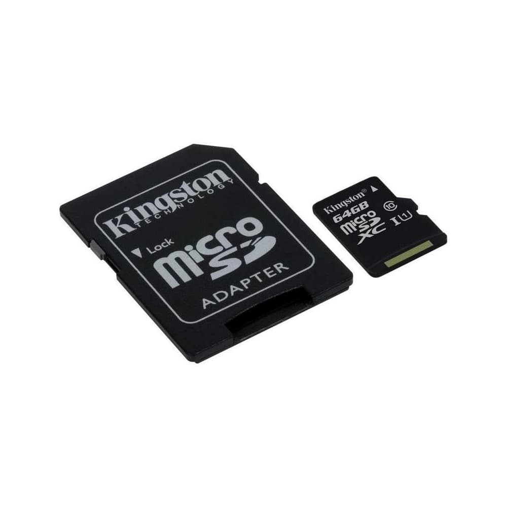 KINGSTON 64GB microSDHC Class 10 UHS-I 45MB/s Read Card + SD Adapter