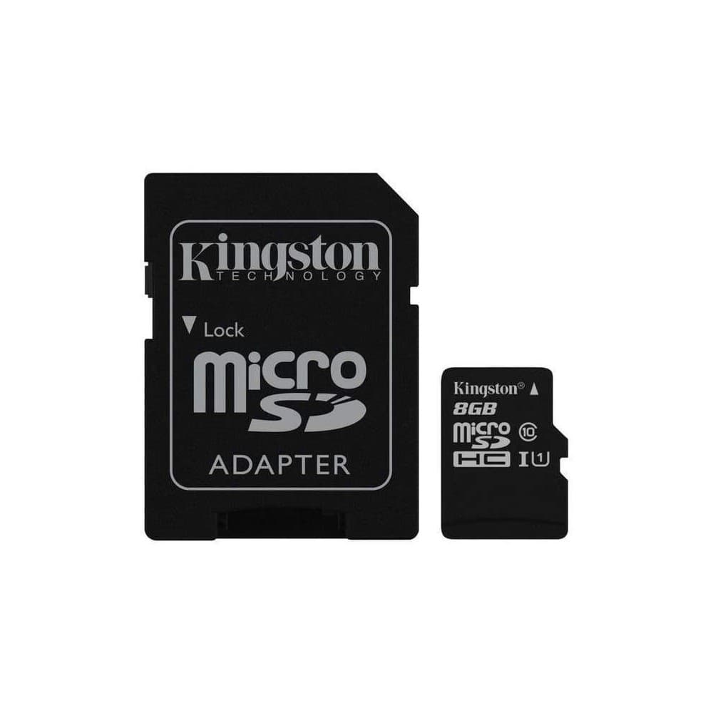 KINGSTON Memoria 8GB microSDHC Class 10 UHS-I 45MB/s Read Card + SD Adapter
