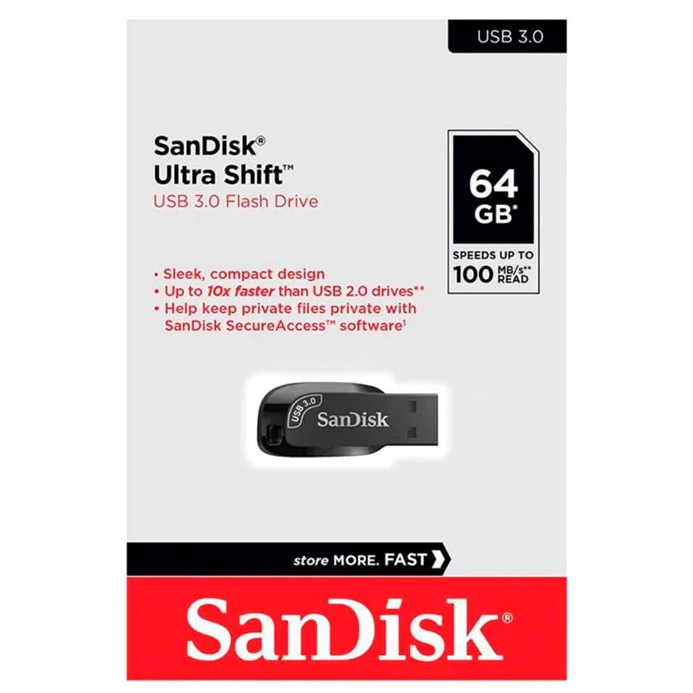 SANDISK Memoria USB SanDisk Ultra Shift 3.0 64GB Negro