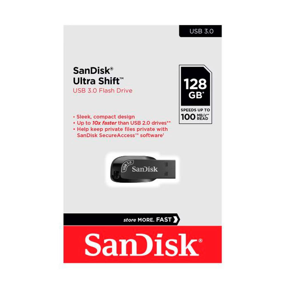 SANDISK Memoria Usb SANDISK Ultra Shift 3.0 128GB COLOR Negro