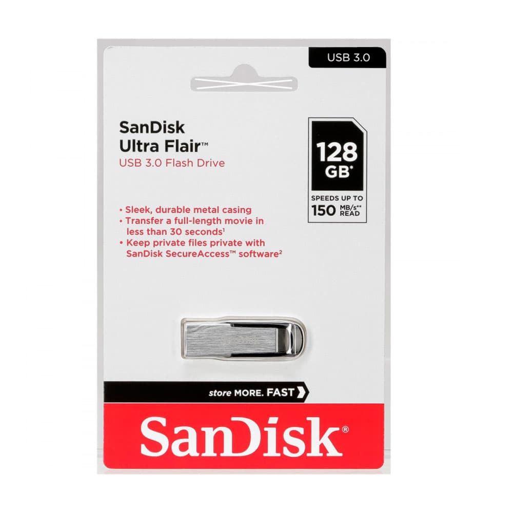 SANDISK Memoria Usb SANDISK Ultra Flair 3.0 128GB COLOR Plata Y Negro