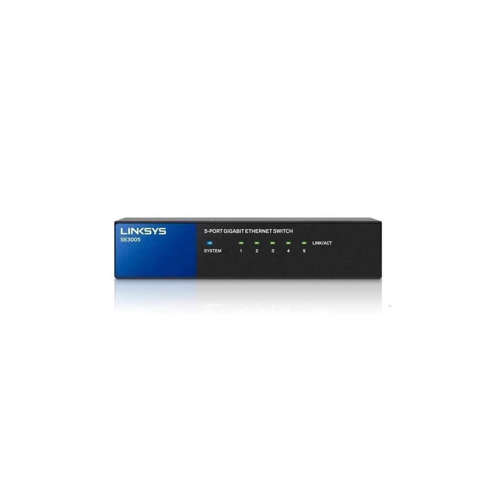 LINKSYS Switch 5 puertos Gigabit Ethernet (10/100,1000), Plug and Play, Funcion ahorro de energia- No Administrable