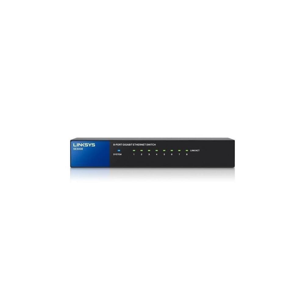 LINKSYS Switch 8 puertos Gigabit Ethernet (10/100,1000), Plug and Play, Funcion ahorro de energia- No Administrable