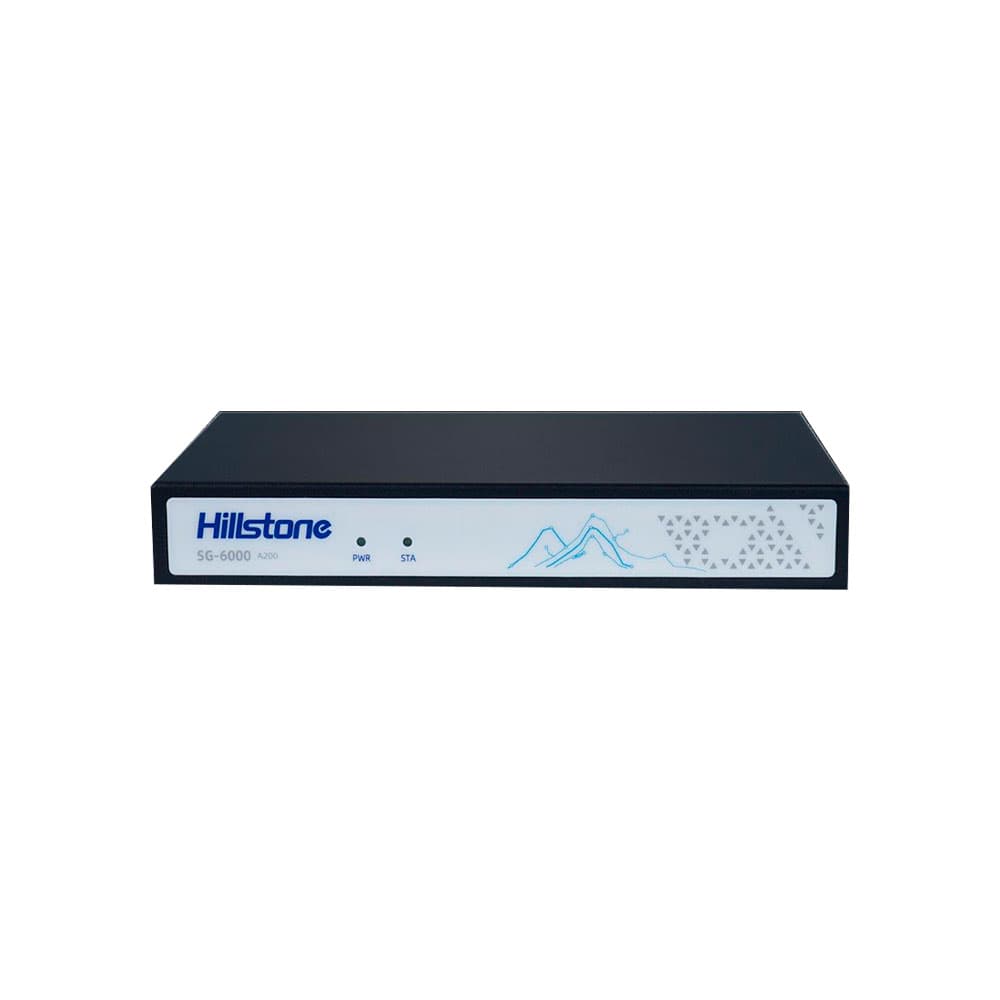 HILLSTONE A200 NGFW 1-year base system plus Enterprise NGFW subscription service bundle: 1Gbps FW/0.4Gbps NGFW throughput, .3M Concurrent Sessions, desktop, 1 SFP, 5 GE, single AC power supply, 1 yr. IPS, AV, URL, QoS, IPR, C2 and Sandbox