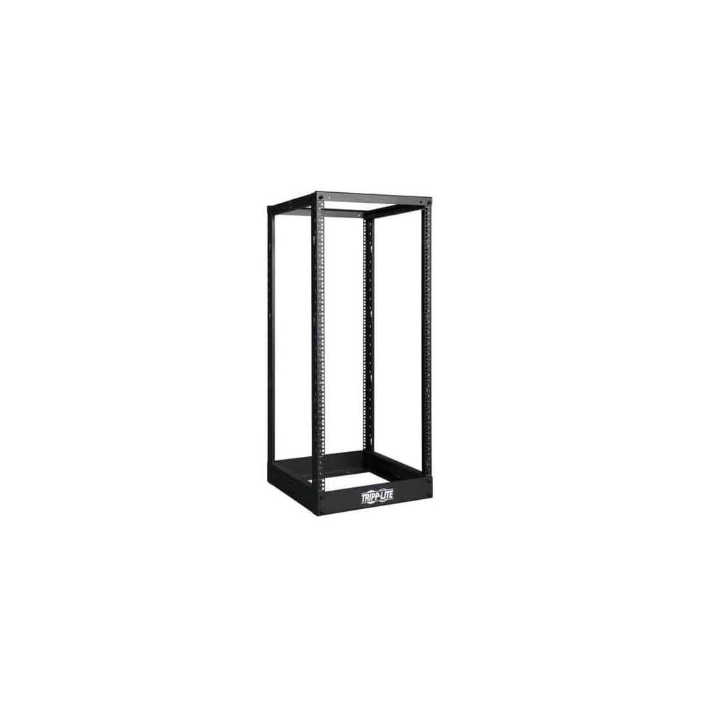 TRIPPLITE Rack abierto de 4 postes de 25U, Acero negro con orificios de montaje cuadrados y numerados., Orific