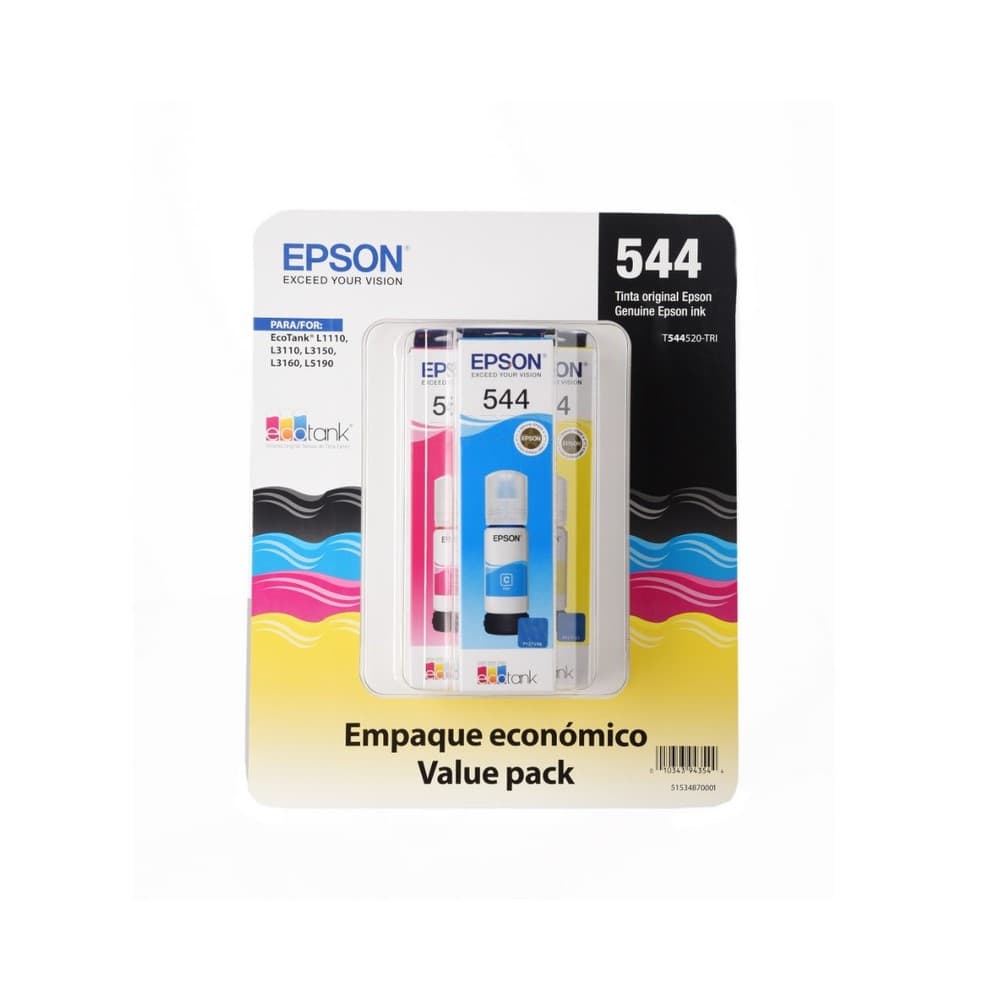 EPSONSUMINISTROS Botella Epson T544520-3P - Multipack 3 botellas Color cyan, magenta y yellow, IMPRESORA L3110/L3150- cyan Ink (7.500 paginas)