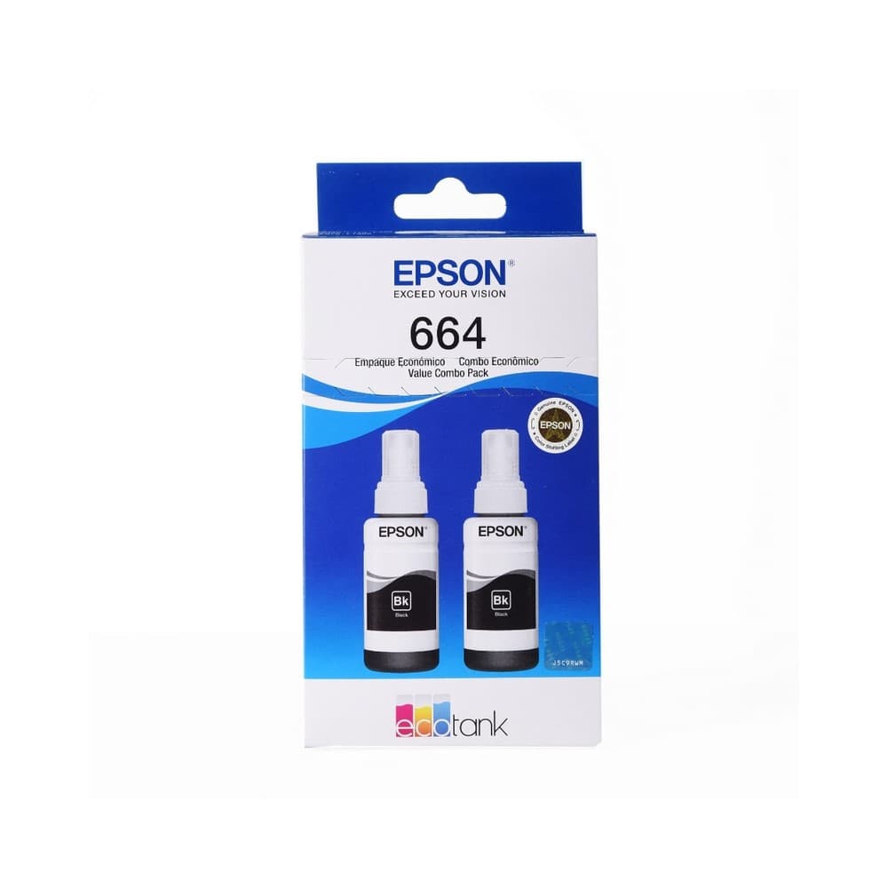 EPSONSUMINISTROS Botella Epson T664120 - Multipack 2 botellas Negras IMPRESORA EPSON L200/210/350/355/555 (4.500 paginas)