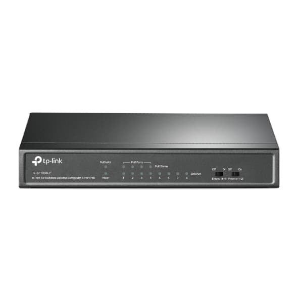 TPLINKSMB Switch TPLINK de Escritorio de 8 Puertos a 10 / 100Mbps con PoE en 4 Puertos NO Administrable COLOR Negro