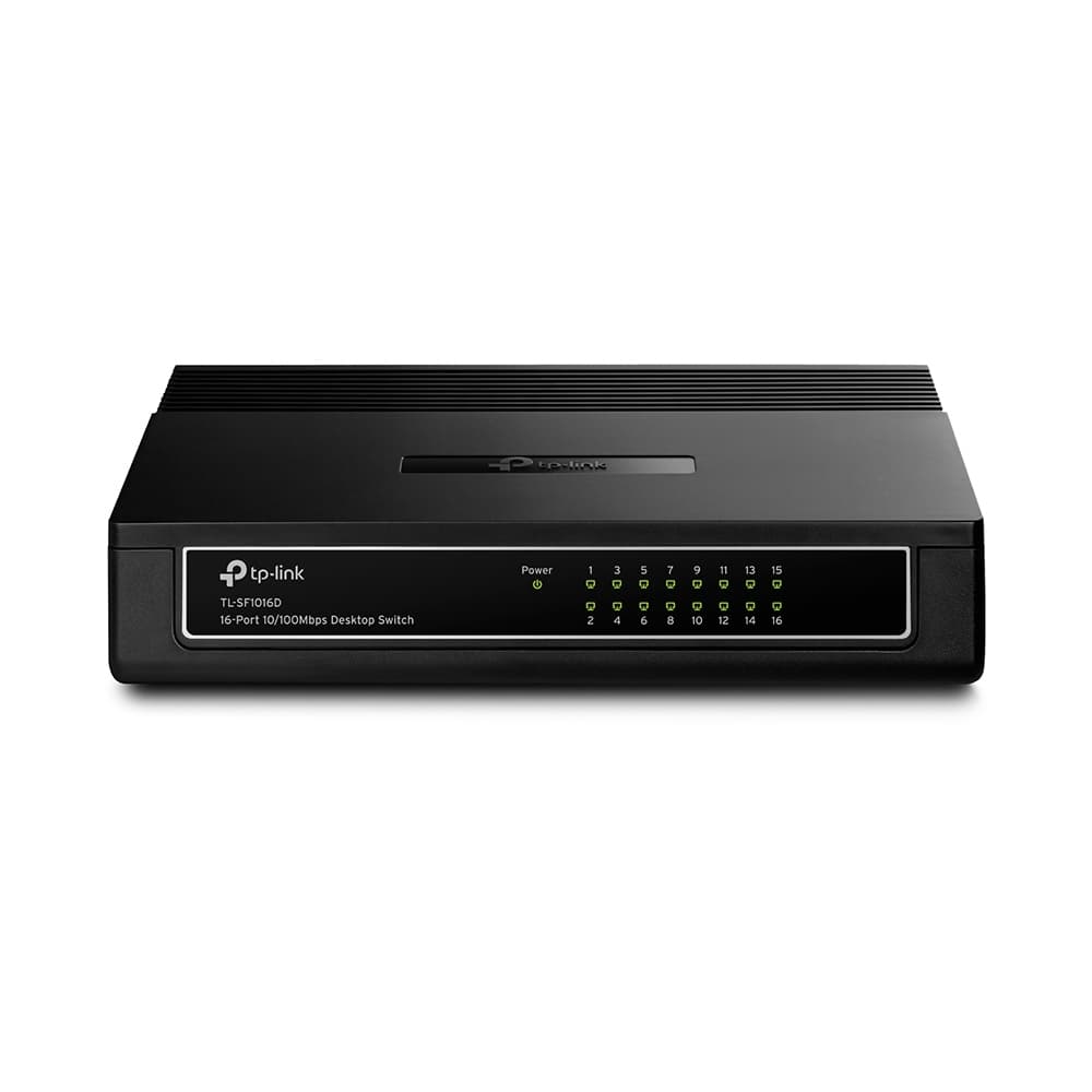 TPLINK Switch TP-LINK NO administrable 16 puertos RJ4510/100 Mbps Auto-Negociación, compatible con Auto MDI COLOR Negro