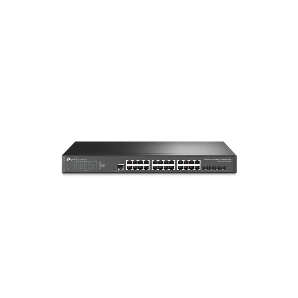 TPLINKSMB Switch TPLINK administrable JetStream de 24 puertos Gigabit L2 + con 4 ranuras 10GE SFP
