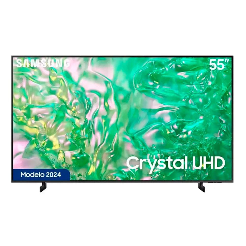 SAMSUNGAUDIVIDEO Televisor Samsung FLAT LED Smart TV 55 pulgadas Crystal UHD 4K /3,840 x 2,160 / DVB-T2 / HDR /LAN/ WIFI 5/ Control remoto Solar / Soporte ajustable / Bluetooth 5.2 / Google Meet / Multi view/ AirPlay 2 / Bixby desde el control /modo ambiente/ Modo Juego/ HDMI x 4/ USB x2-A /abre y edita archivos de Office/ control de voz/Garantía 1 año, Ficha técn