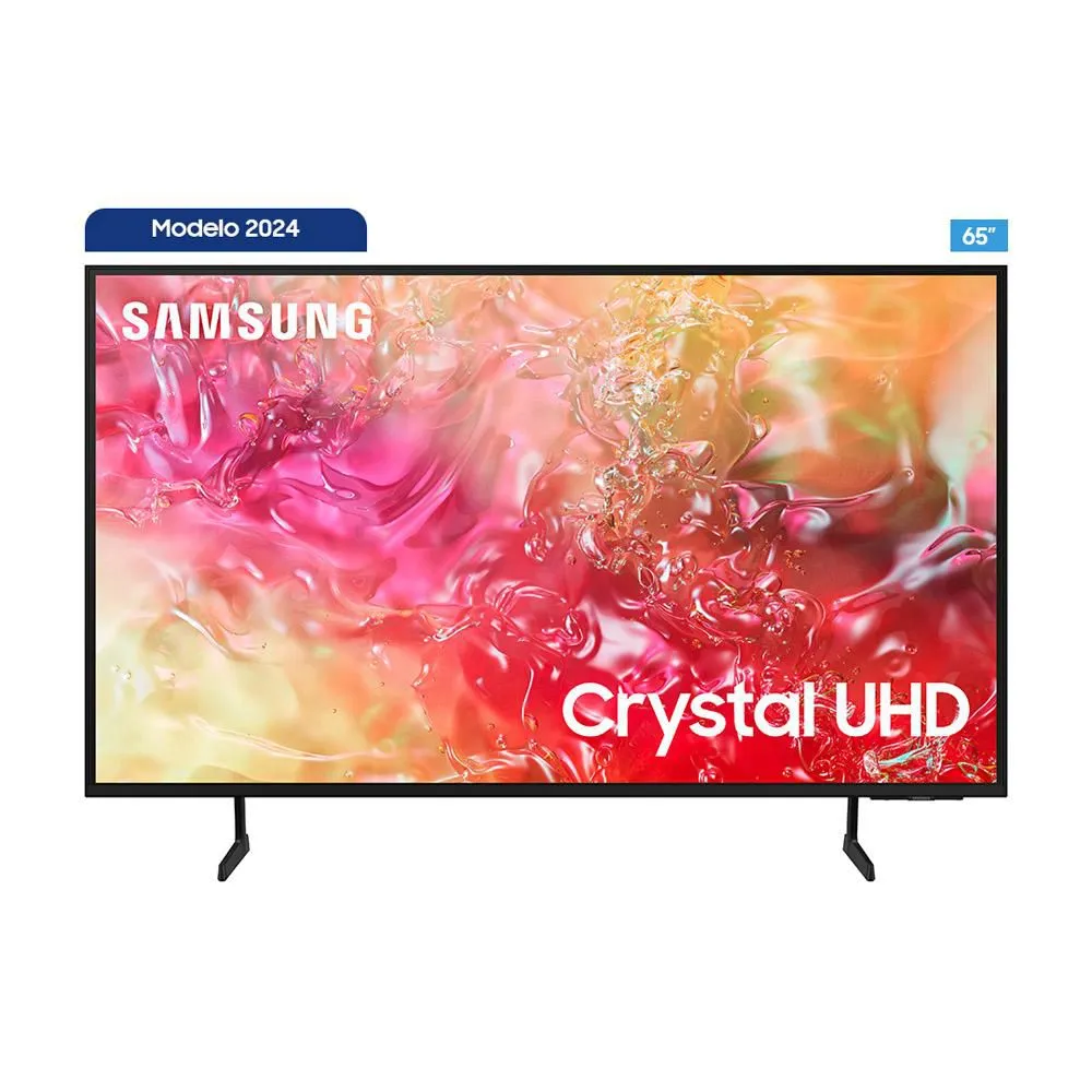 SAMSUNGAUDIVIDEO Televisor Samsung FLAT LED Smart TV 65 pulgadas Crystal UHD 4K /3,840 x 2,160 /HDR / DVB-T2 /LAN /WIFI 5 / Bluetooth 5.2 / Google Meet / AirPlay 2 /modo ambiente/ Modo Juego/ HDMI x 3/ USB x1 /abre y edita archivos de Office/ Garantía 1 año, Ficha técnica completa en www.samsung.com.co
