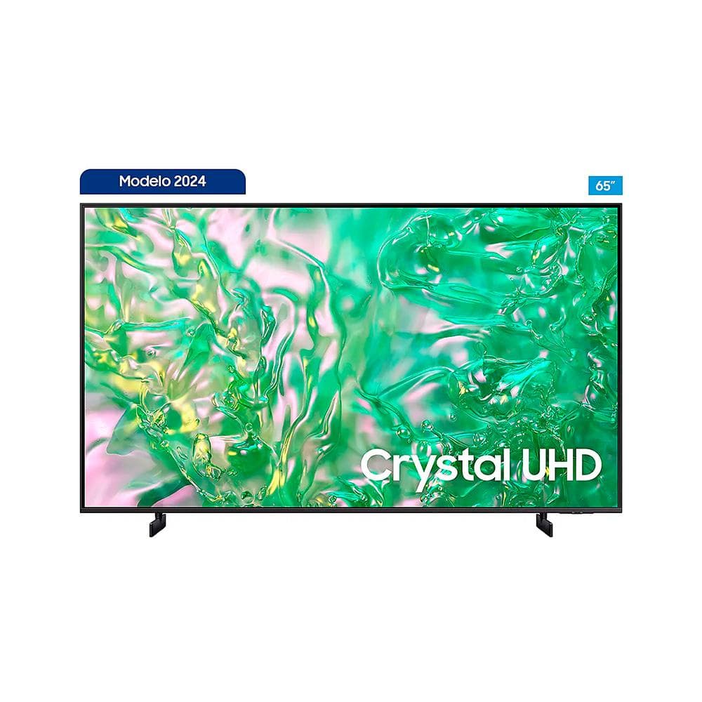 SAMSUNGAUDIVIDEO Televisor Samsung FLAT LED Smart TV 65 pulgadas Crystal UHD 4K /3,840 x 2,160 / DVB-T2 / HDR /LAN/ WIFI 5/ Control remoto Solar / Soporte ajustable / Bluetooth 5.2 / Google Meet / Multi view/ AirPlay 2 / Bixby desde el control /modo ambiente/ Modo Juego/ HDMI x 4/ USB x2-A /abre y edita archivos de Office/ control de voz/Garantía 1 año, Ficha técn