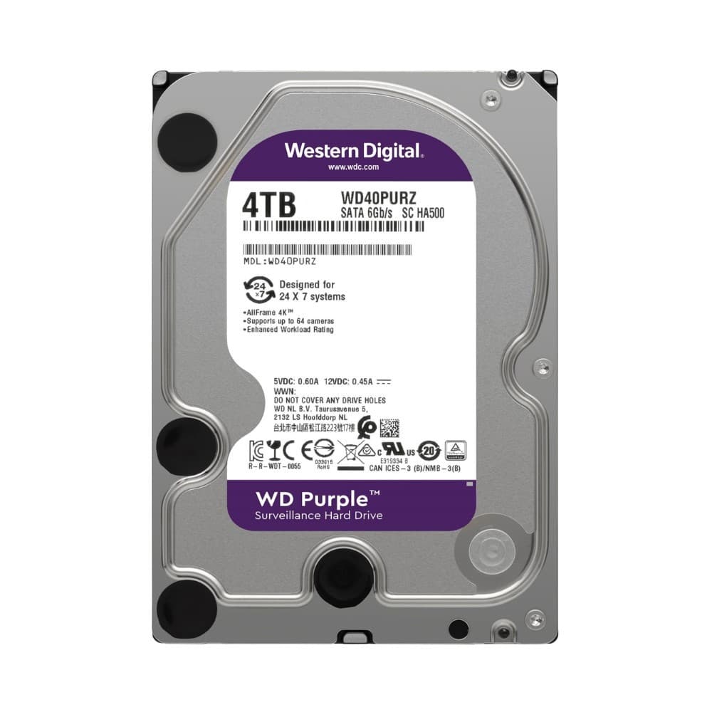 WESTERN DIGITAL Disco Duro Western Digital PURPLE 4TB 5400RPM SATA 6Gbs Cache 256 MB 3,5in videovigilancia trabajo 24/7