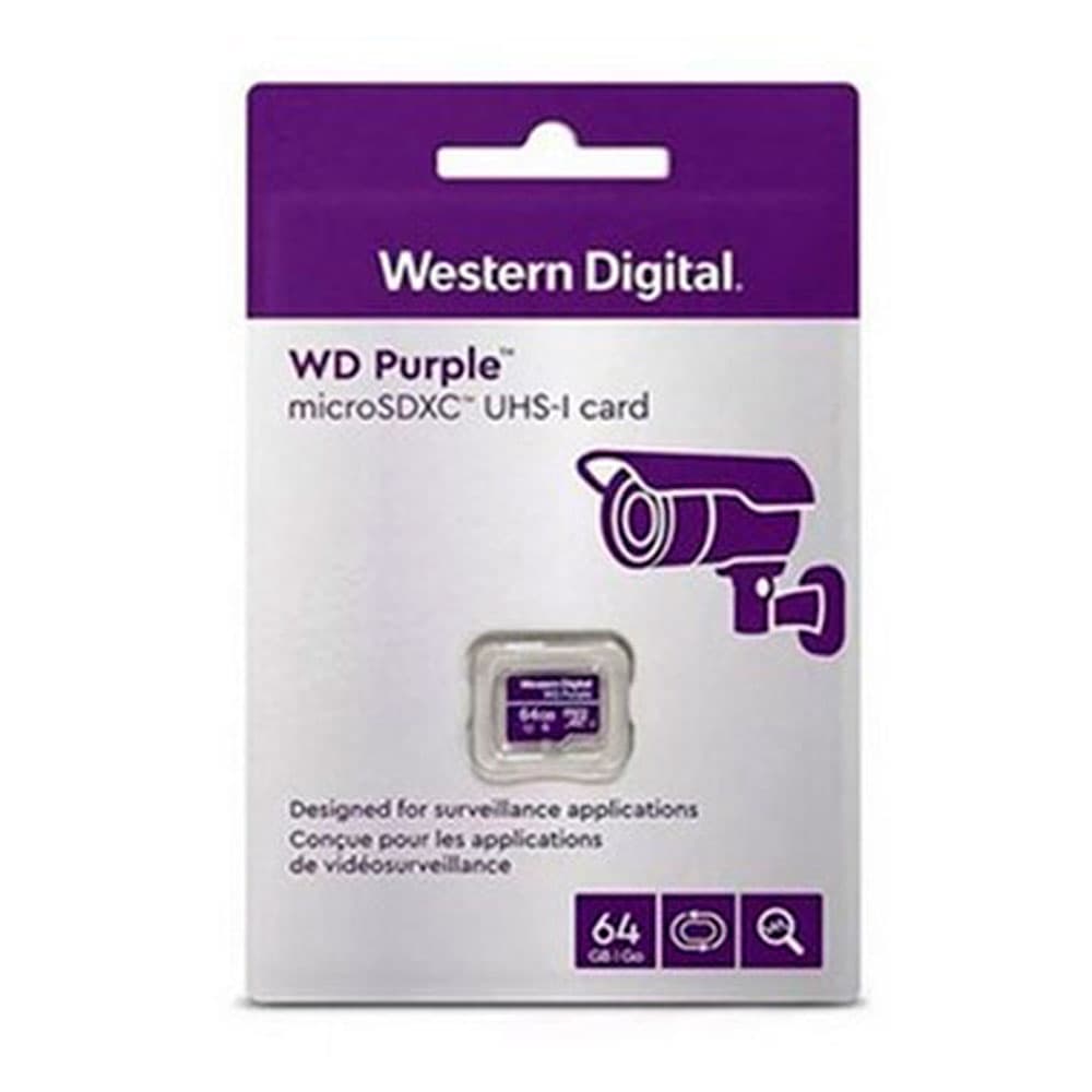 SANDISK Tarjeta MicroSD WESTERN DIGITAL 64GB Para Cámaras de Seguridad COLOR Purpura