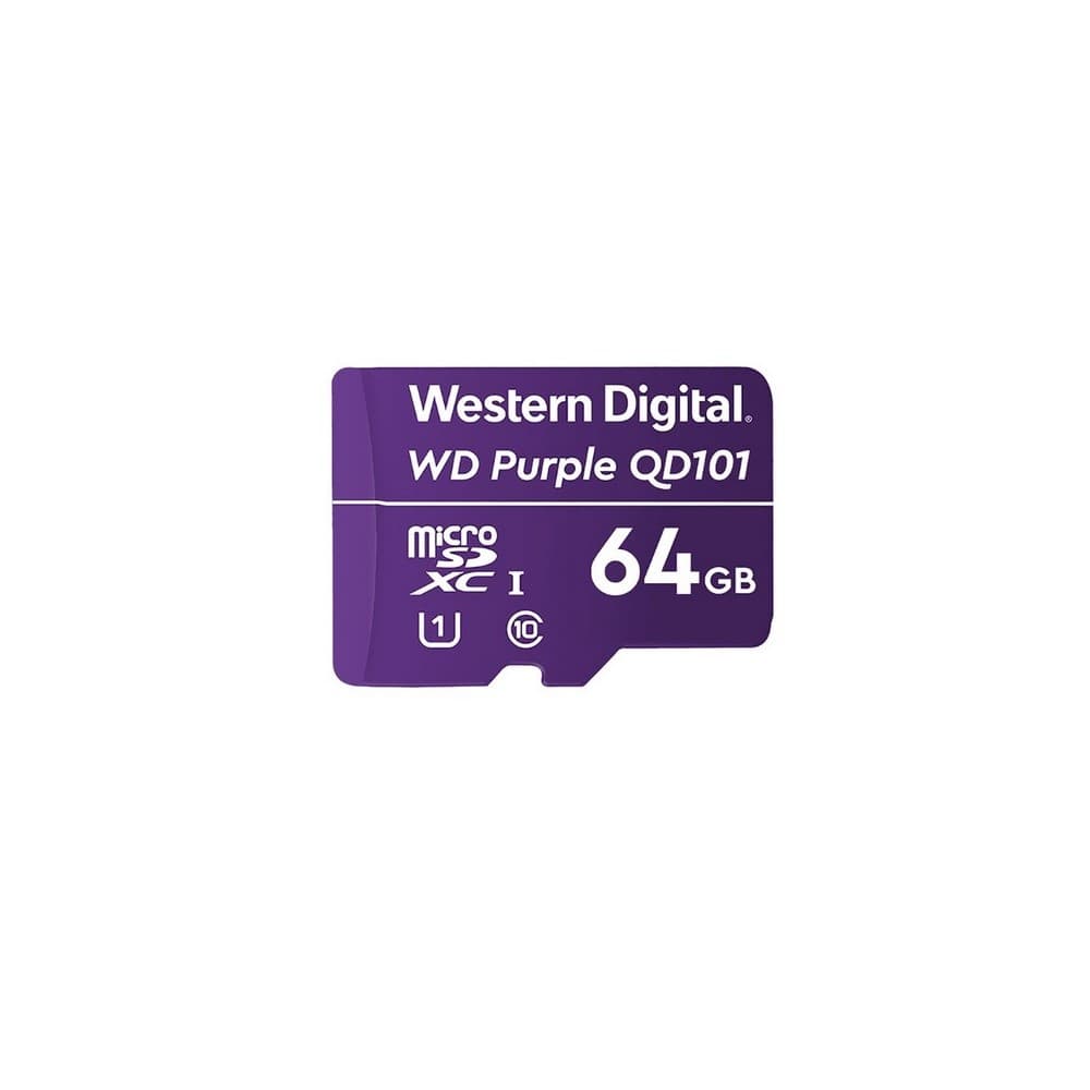 WESTERN DIGITAL Tarjeta microSD Western Digital Purple 64GB para cámaras de seguridad grabación 24/7