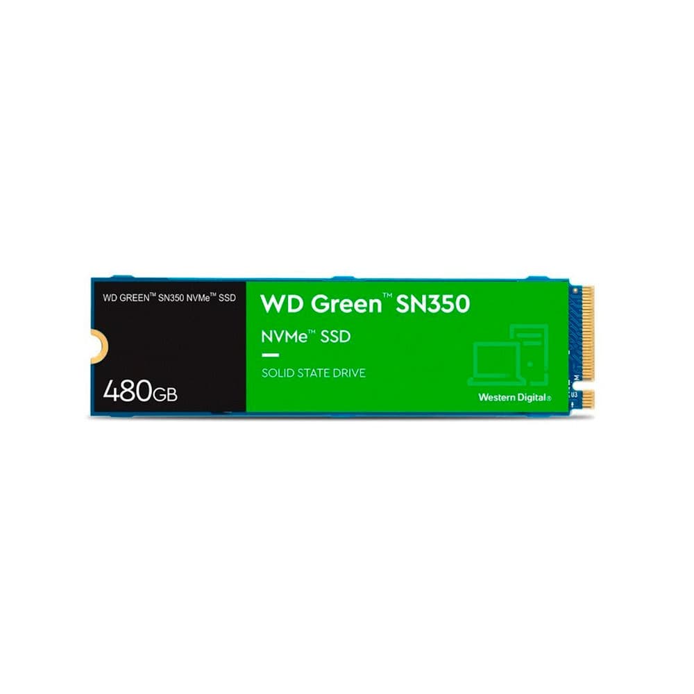 WESTERN DIGITAL Unidad de estado sólido SSD Western Digital Green SN350 480GB M.2 PCIe NVMe Negro Verde